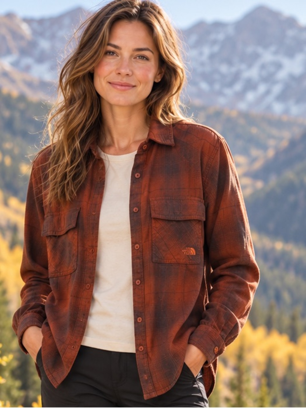 Hiking Outdoor Ld The North Face Rust Plaid Flannel Shirt Women’s M